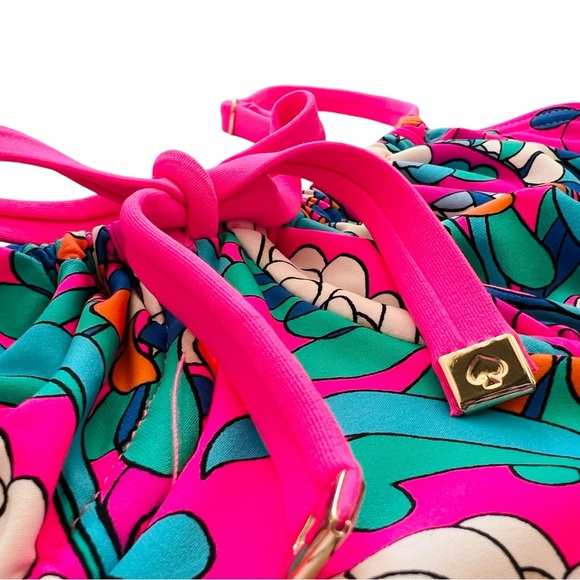 New KATE SPADE Sea Garden One Piece Swimsuit Radiant Pink Floral Print Sz S - Picture 5 of 11